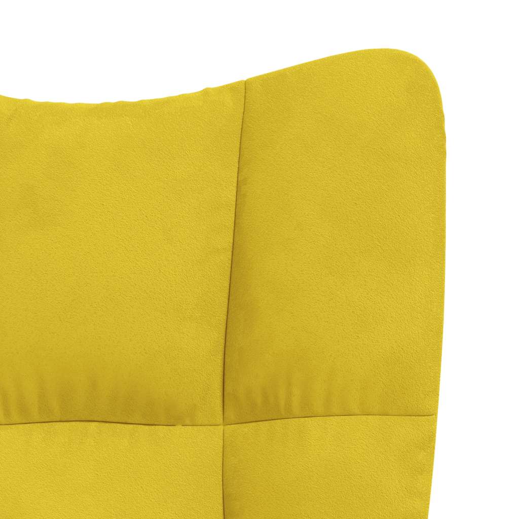 Chaise de relaxation avec repose-pied Jaune moutarde Velours