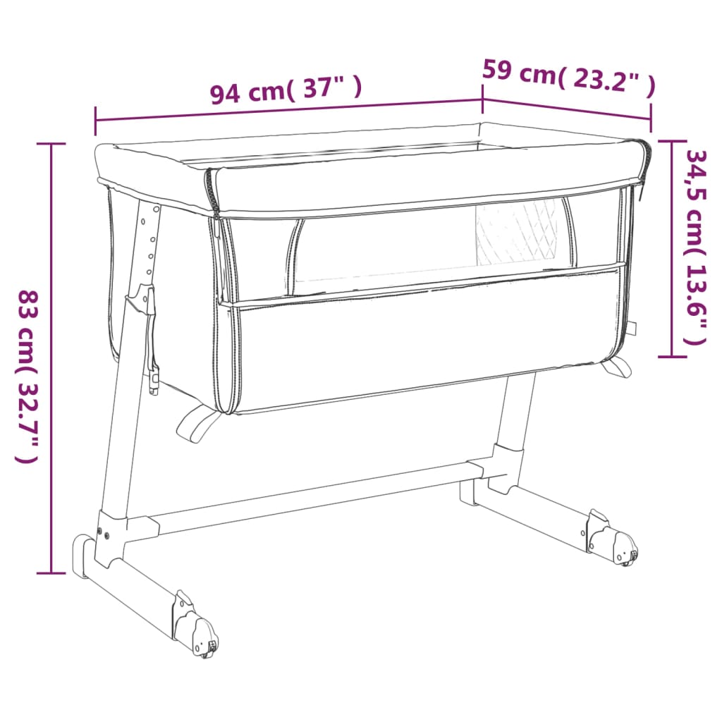 Lit pour bébé avec matelas Bleu marine Berceau cododo