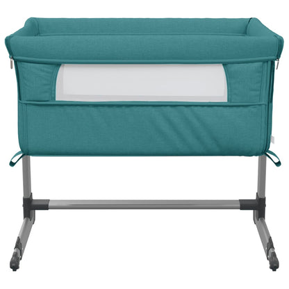 Cama de bebê com tecido de linho de colchão verde