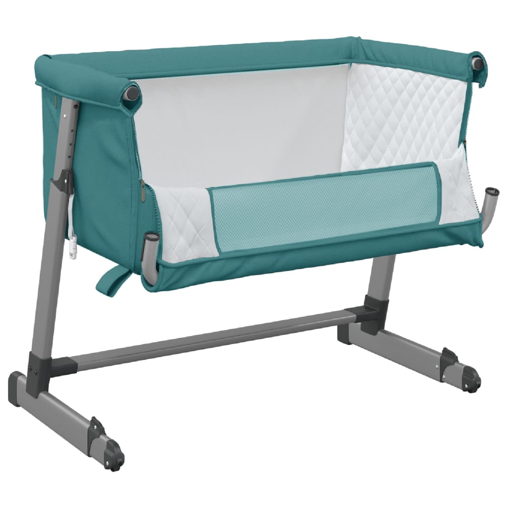 Cama de bebê com tecido de linho de colchão verde