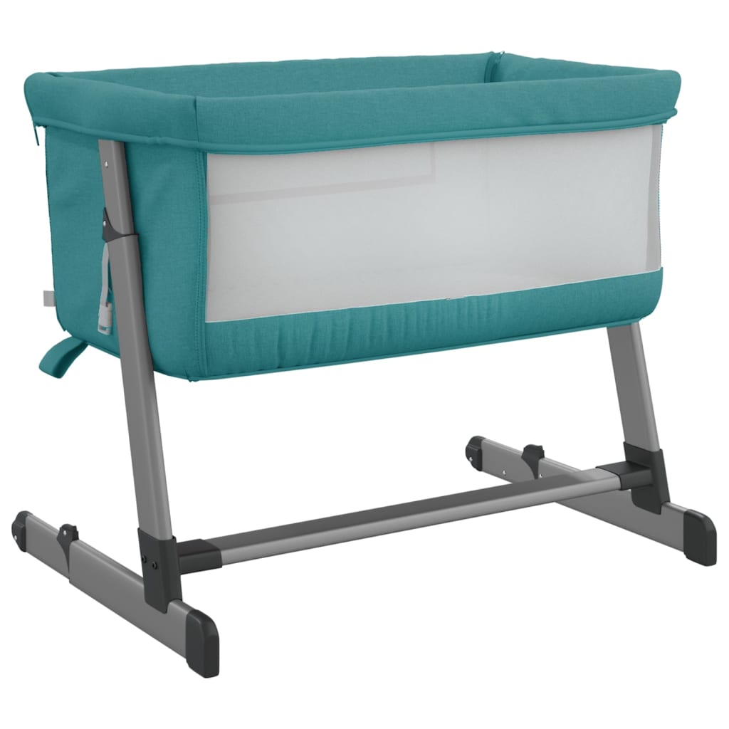 Cama de bebê com tecido de linho de colchão verde