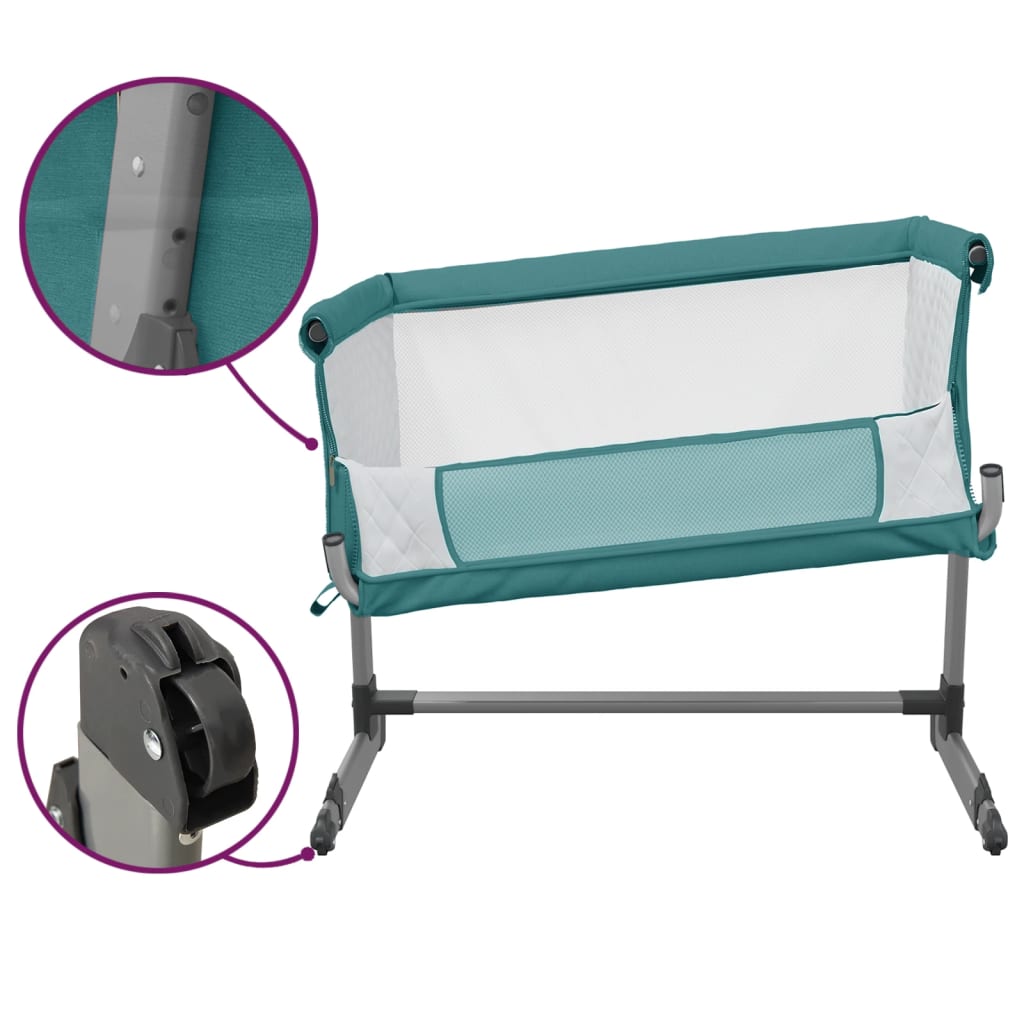 Cama de bebê com tecido de linho de colchão verde