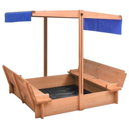 Sandbox with wooden wood roof 112x112x112 cm