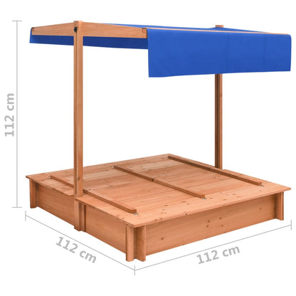 Sandbox with wooden wood roof 112x112x112 cm