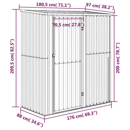 Green Garden Shed 180.5x97x209.5 cm de aço galvanizado
