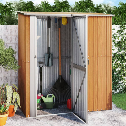 Garden shelter 180.5x97x209.5 cm Galvanized steel wood aspect