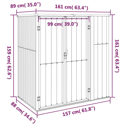 Abri à outils de jardin vert 161x89x161 cm acier galvanisé