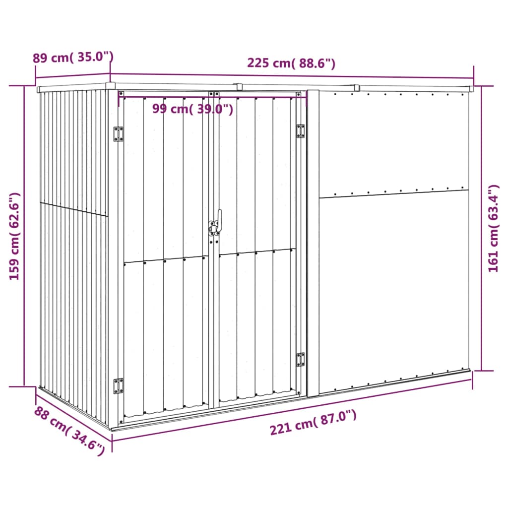 SCHEMA STRUMENTO DI GARDER GREAD 225X89X161 CM Acciaio zincato