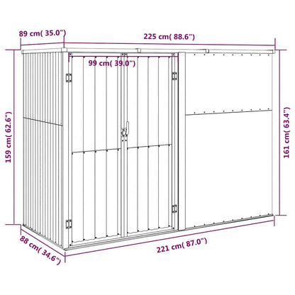 Abri à outils de jardin Vert 225x89x161 cm Acier galvanisé
