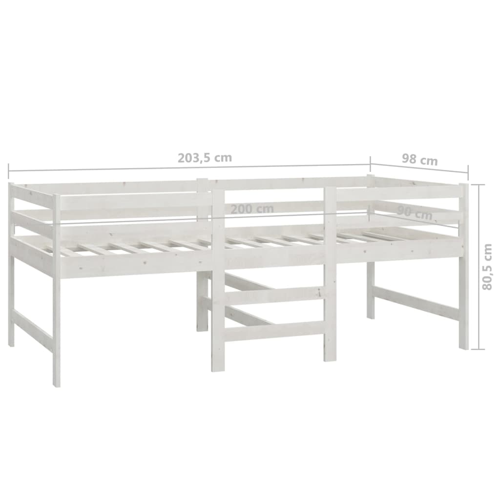 Lit mi-haut mezzanine Bois massif de pin 90x200 cm