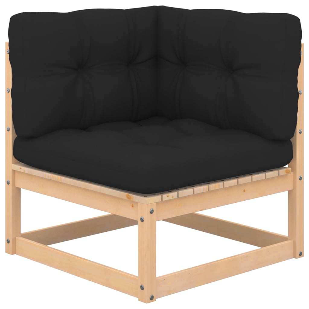 4 pcs garden furniture with solid pine wood cushions