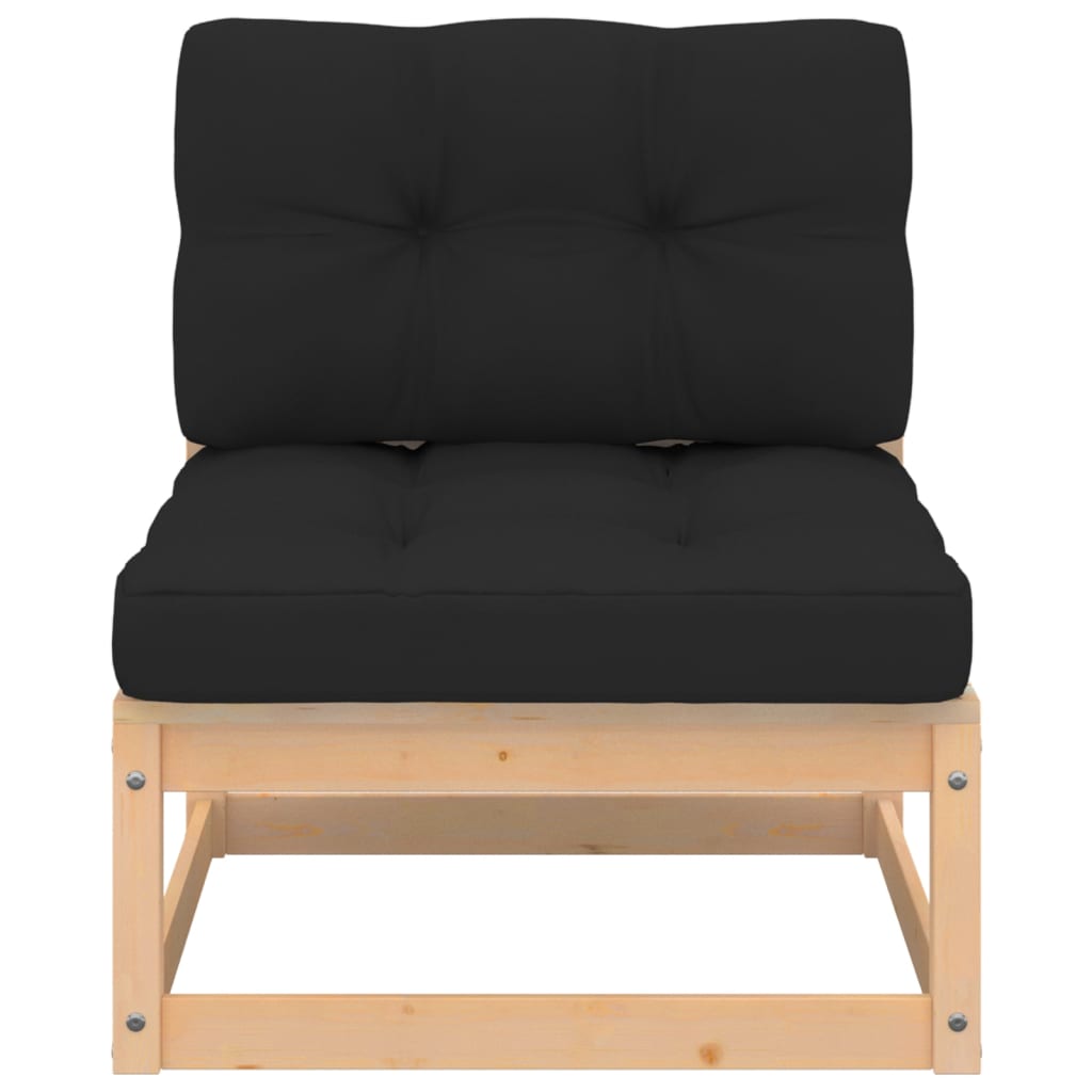 4 pcs garden furniture with solid pine wood cushions