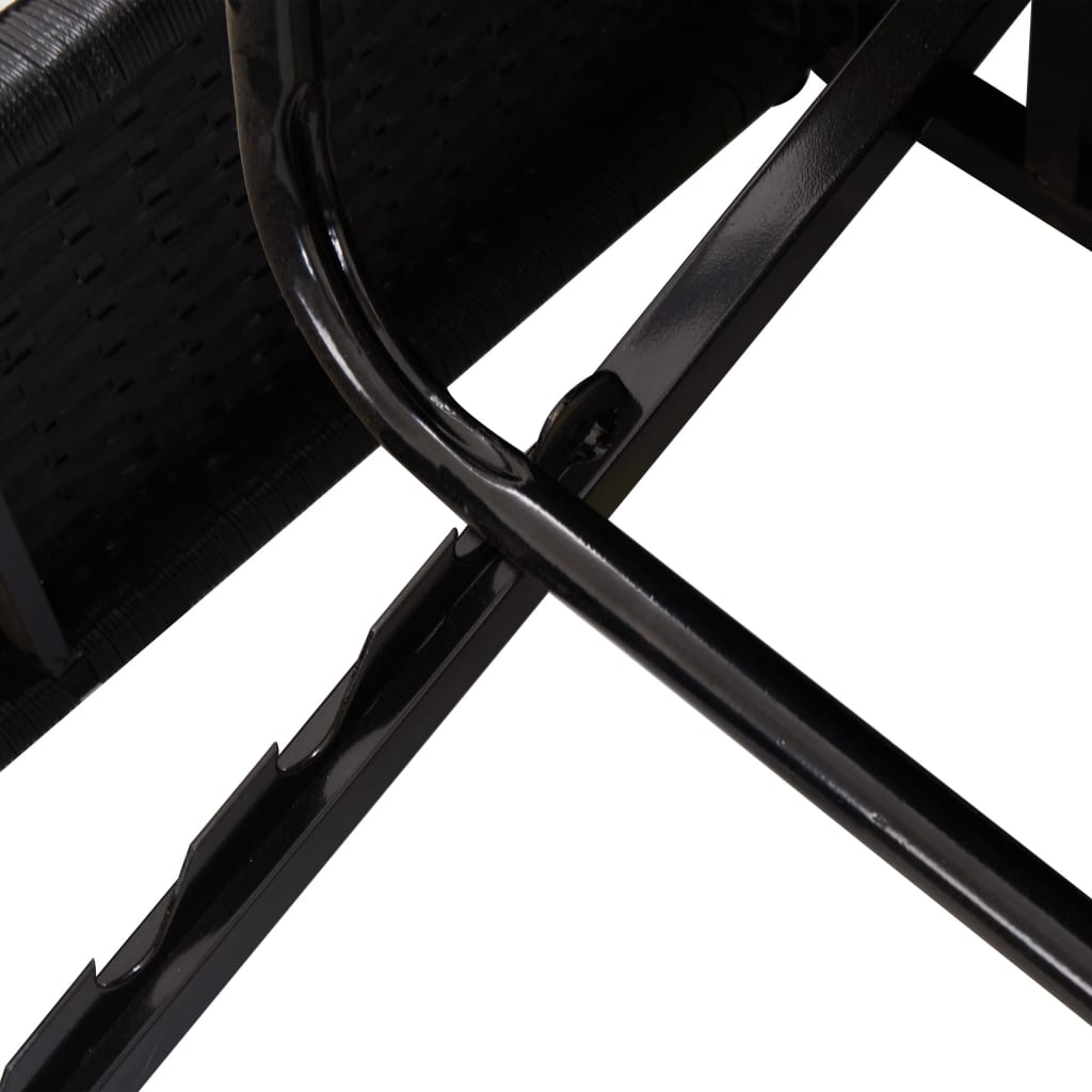 Convertible deckchair with black braided resin cushions