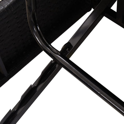 Convertible deckchair with black braided resin cushions