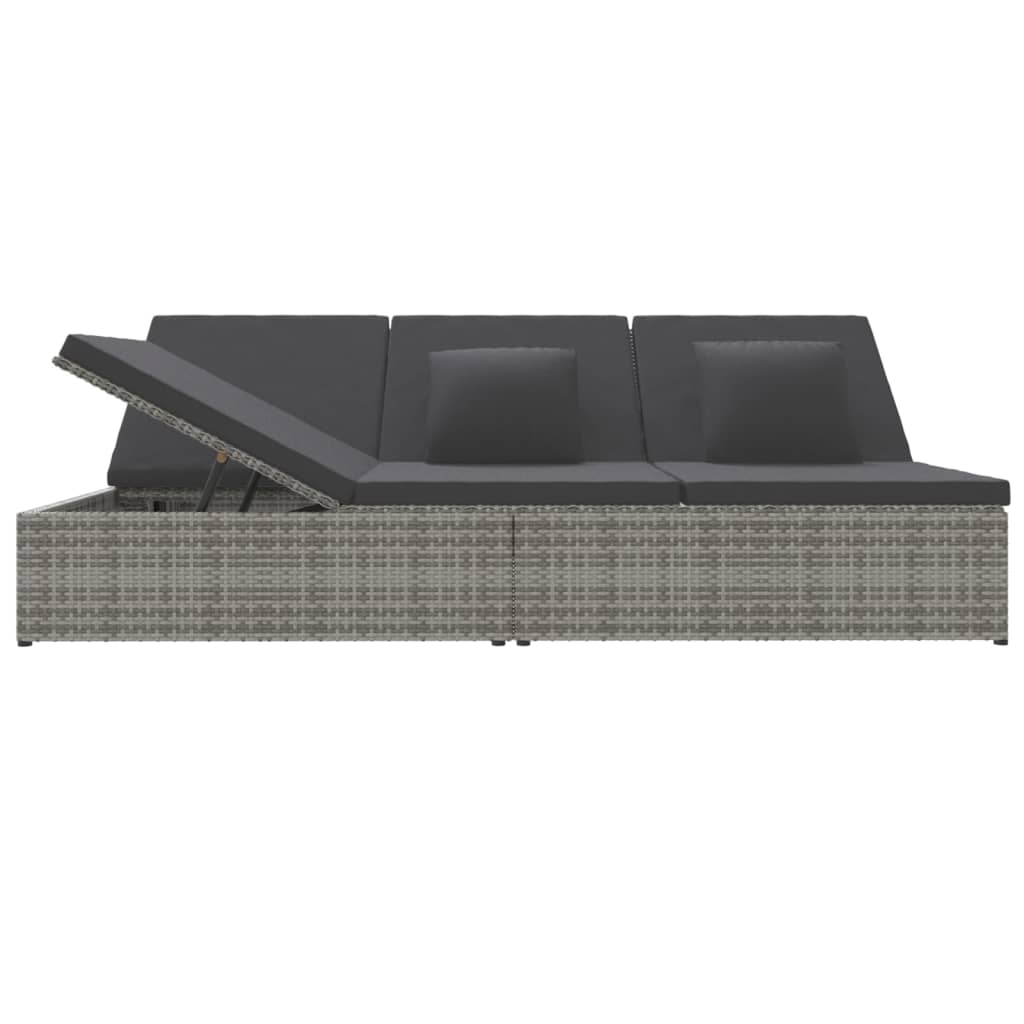 Transat convertible avec coussin Résine tressée Gris foncé