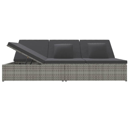 Transat convertible avec coussin Résine tressée Gris foncé