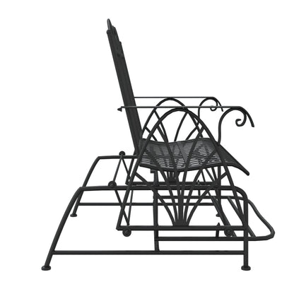 Schiebebank 2 Plätze 114 cm schwarzer Stahl