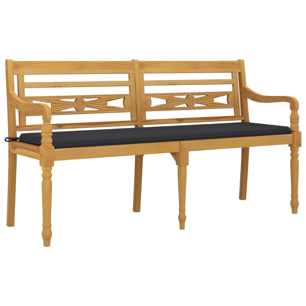 Panchina Batavia con cuscino antracite da 150 cm in teak legno di teak
