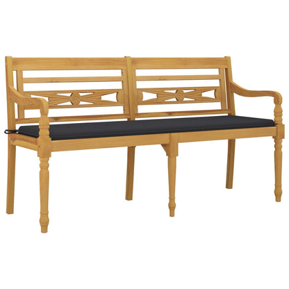Panchina Batavia con cuscino antracite da 150 cm in teak legno di teak