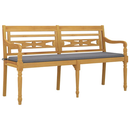 Panca batavia con cuscino grigio da 150 cm in teak solido