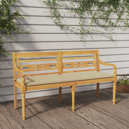 Batavia Bank mit Beige Kissen 150 cm Festes Teakholzholz