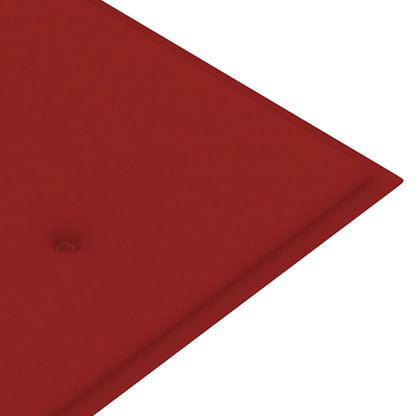 Banco de Batavia con cojín rojo 150 cm de madera de teca sólida