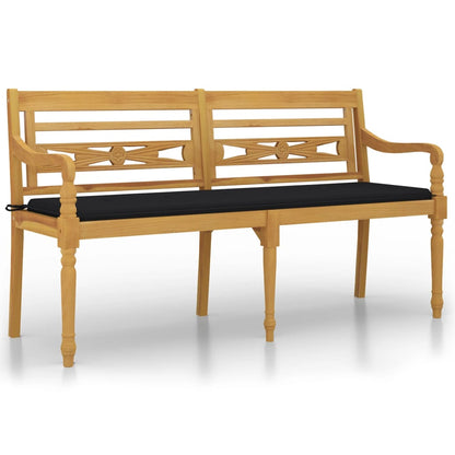 Panchina Batavia con cuscino nero da 150 cm in teak solido