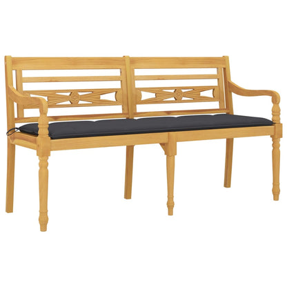 Panchina Batavia con cuscino antracite da 150 cm in teak legno di teak