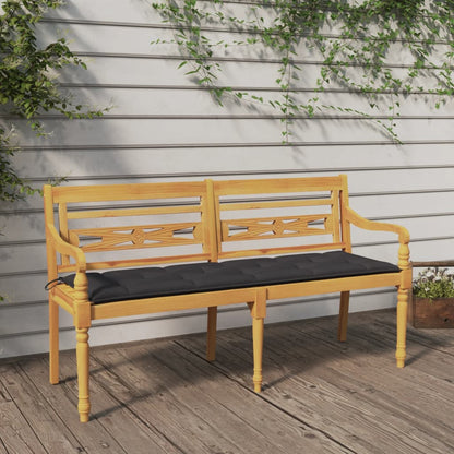 Panchina Batavia con cuscino antracite da 150 cm in teak legno di teak