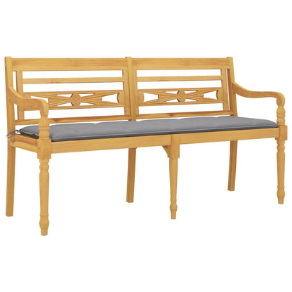 Panca batavia con cuscino grigio da 150 cm in teak solido