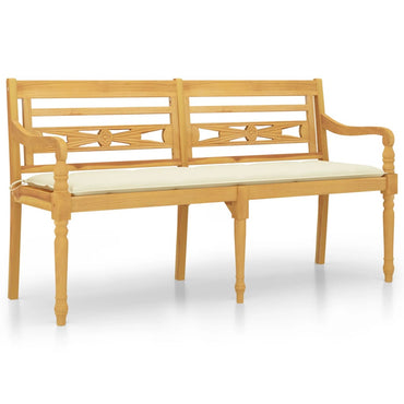 Batavia Bank mit Cremekissen 150 cm Festes Teakholzholz