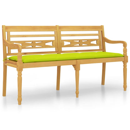 Panchina Batavia con cuscino verde lucido da 150 cm in teak solido