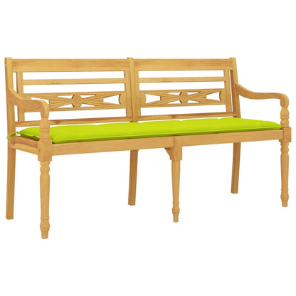 Panchina Batavia con cuscino verde lucido da 150 cm in teak solido