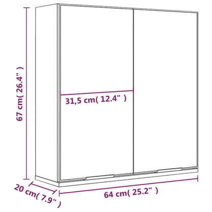Concrete gray bathroom mirror cabinet 64x20x67 cm