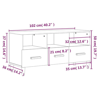 Gabinete de TV de Oak Sonoma 102x36x50 cm Ingeniería de madera