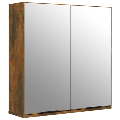 Mobile a specchio da bagno in rovere affumicato 64x20x67 cm