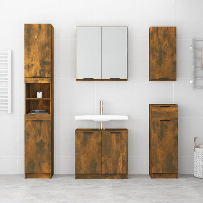 Mobile a specchio da bagno in rovere affumicato 64x20x67 cm