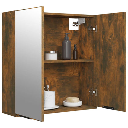 Mobile a specchio da bagno in rovere affumicato 64x20x67 cm