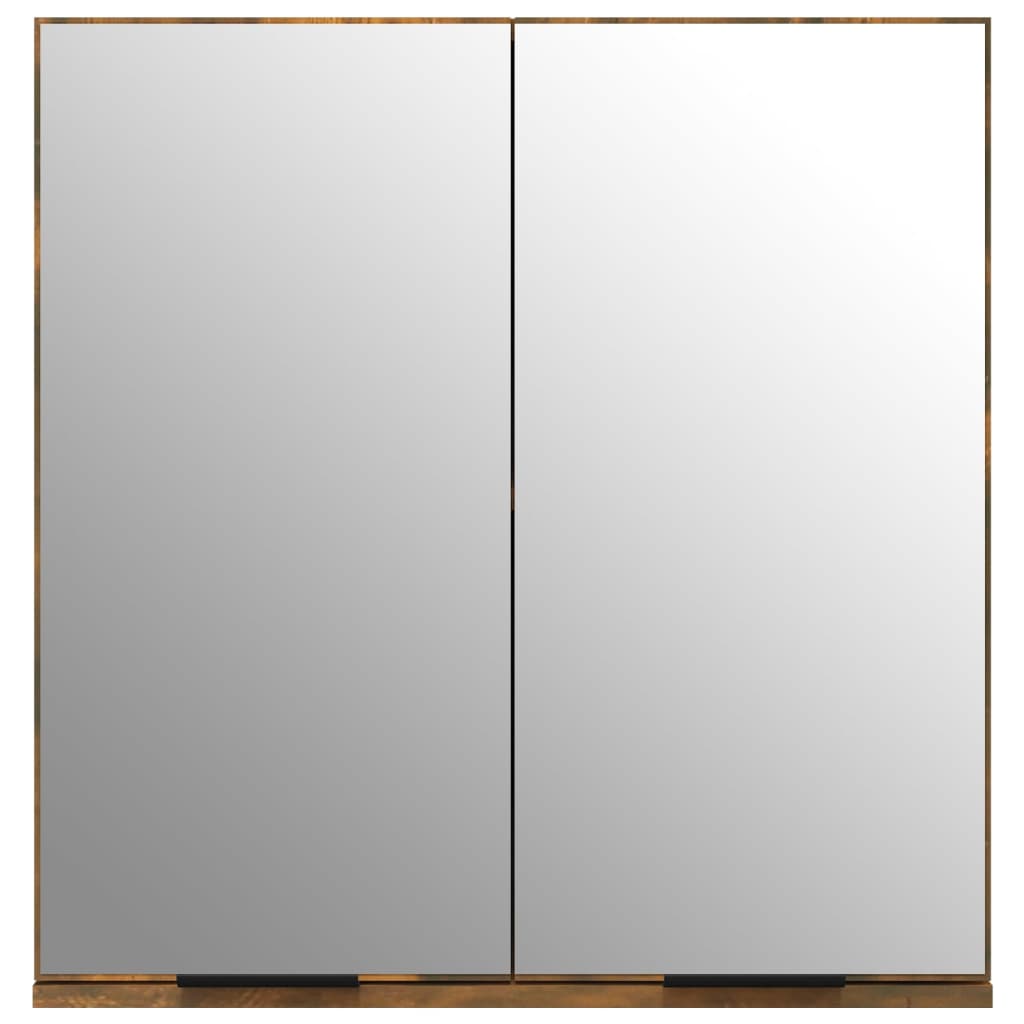 Mobile a specchio da bagno in rovere affumicato 64x20x67 cm
