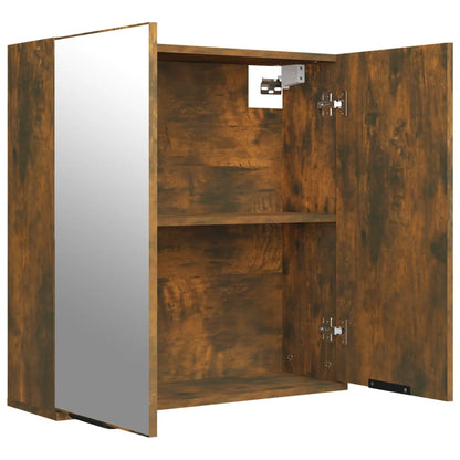 Mobile a specchio da bagno in rovere affumicato 64x20x67 cm