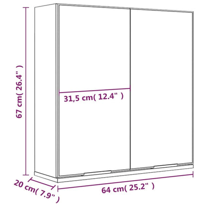 Mobile a specchio da bagno in rovere affumicato 64x20x67 cm