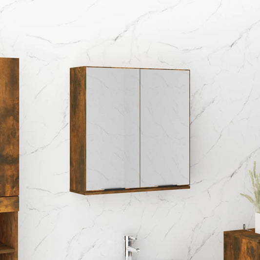 Smoked oak bathroom mirror cabinet 64x20x67 cm