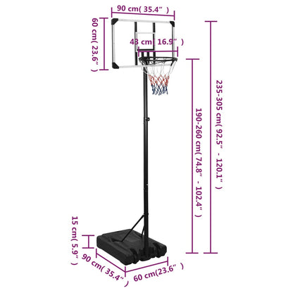 Transparent basketball support 235-305 cm Polycarbonate