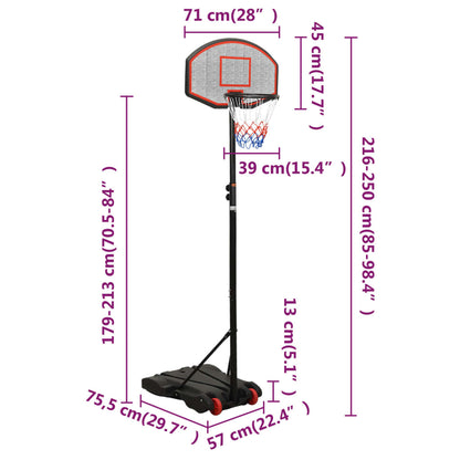 Black basketball support 216-250 cm polyethylene