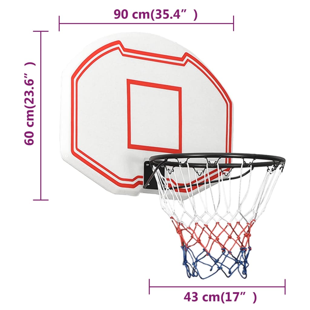 White basketball panel 90x60x2 cm polyethylene