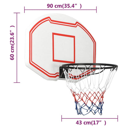 White basketball panel 90x60x2 cm polyethylene