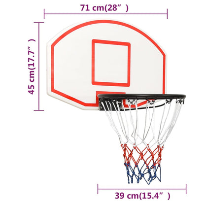 White basketball panel 71x45x2 cm polyethylene