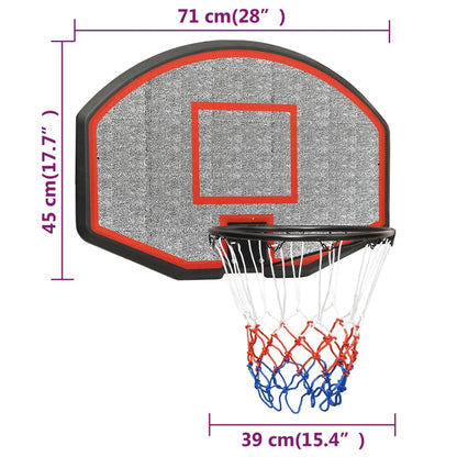 Black basketball panel 71x45x2 cm polyethylene
