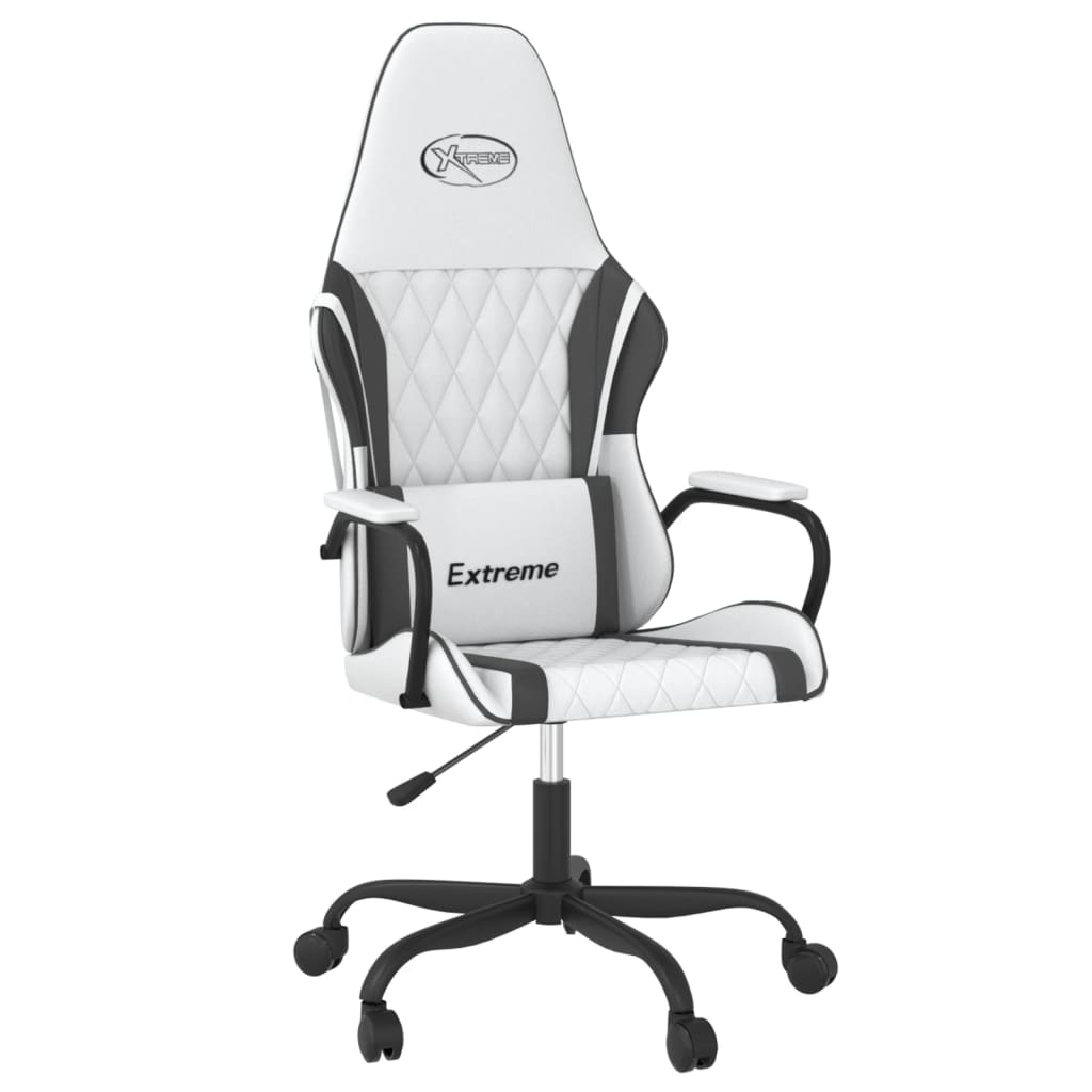 Cadeira de jogos e couro de massagem branca e preta