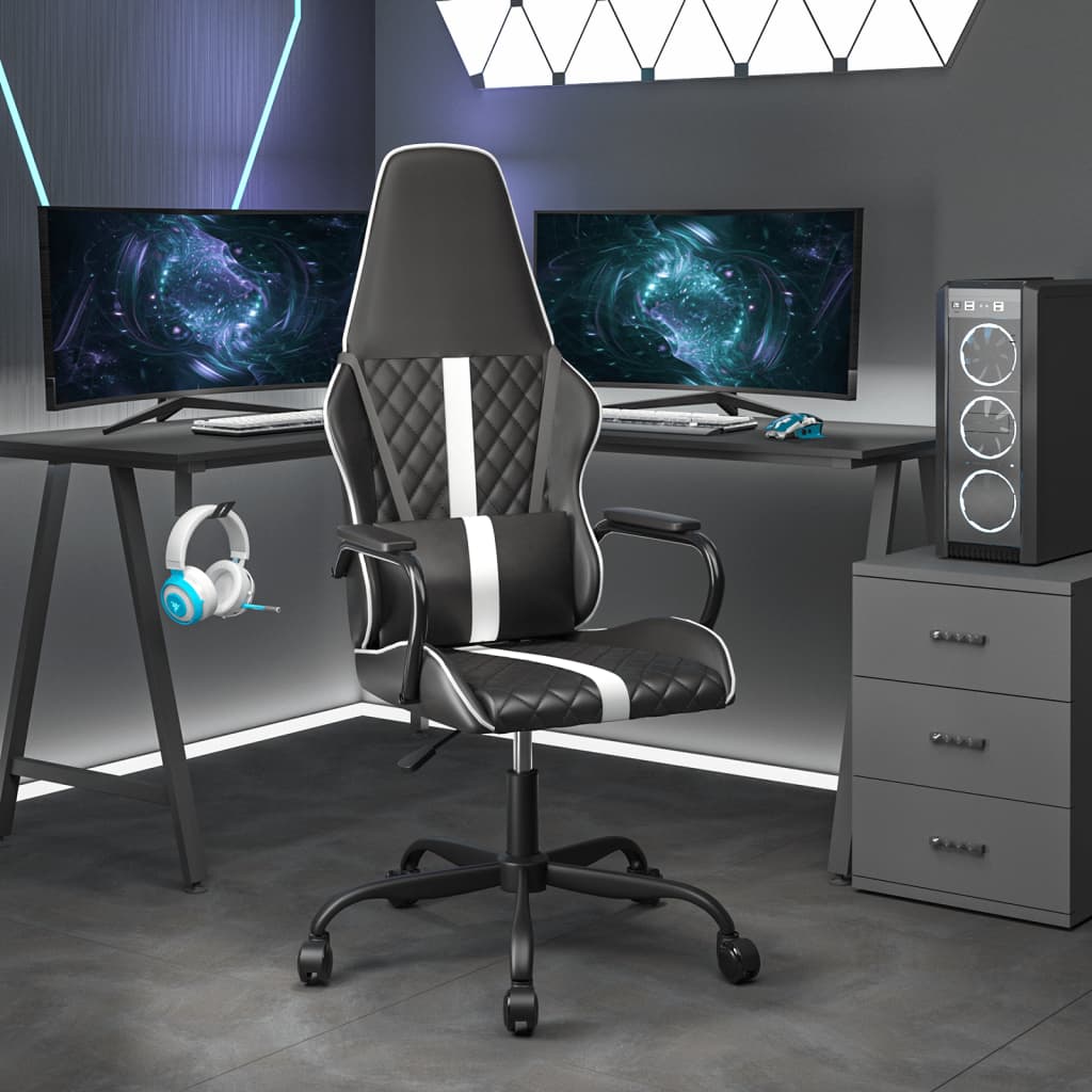 Gaming chair & white and black massage imitation leather